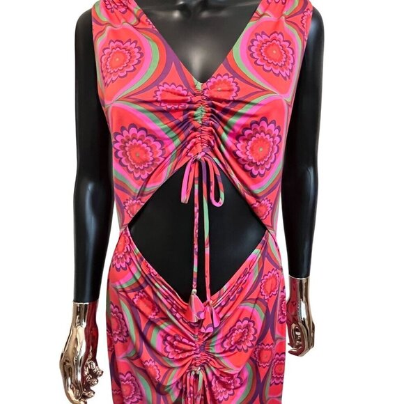MISA Los Angeles Lotta Pink Cutout Maxi Dress NWT Large Boho Resort Vacay $370 - Picture 4 of 9